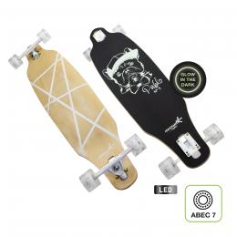 Muuwmi Longboard GLOW ABEC 7 PABLO, svtc koleka, svteln efekt